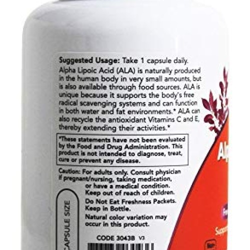 NOW FOODS Alpha Lipoic Acid 250mg Capsules, 120 CT