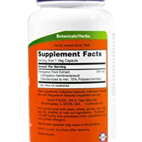 Now Foods Astragalus 70% Extractract 500mg, Veg-Capsules, 90-Coun...