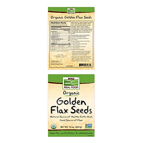 NOW Foods Certified Organic Golden Flax Seeds, 16-Ounce Pack of 2