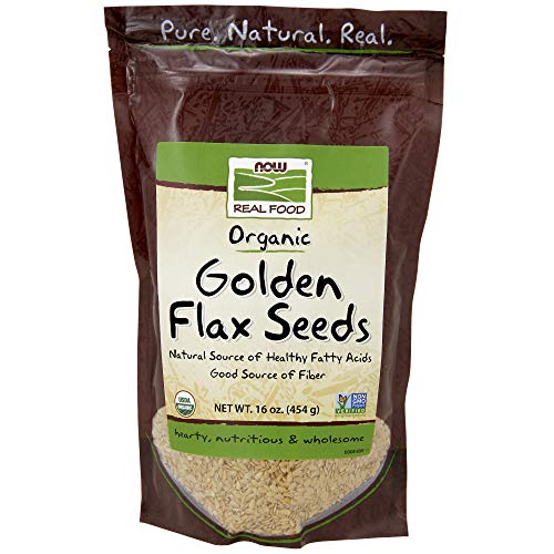 NOW Foods Certified Organic Golden Flax Seeds, 16-Ounce Pack of 2