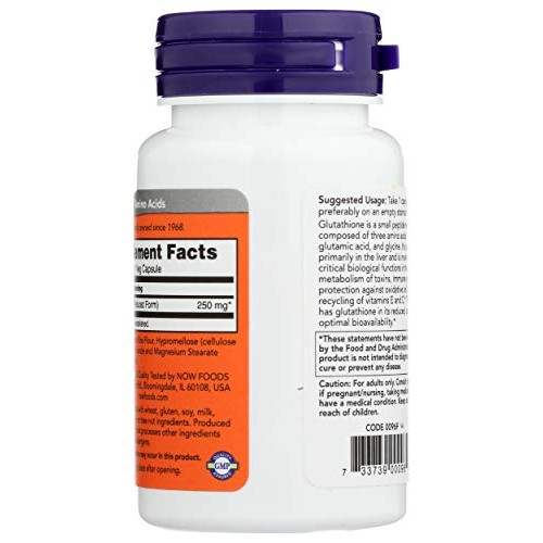 NOW FOODS Glutathione 250, 60 CT
