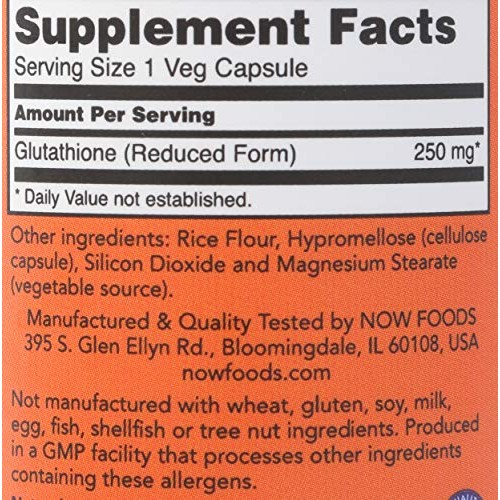 NOW FOODS Glutathione 250, 60 CT