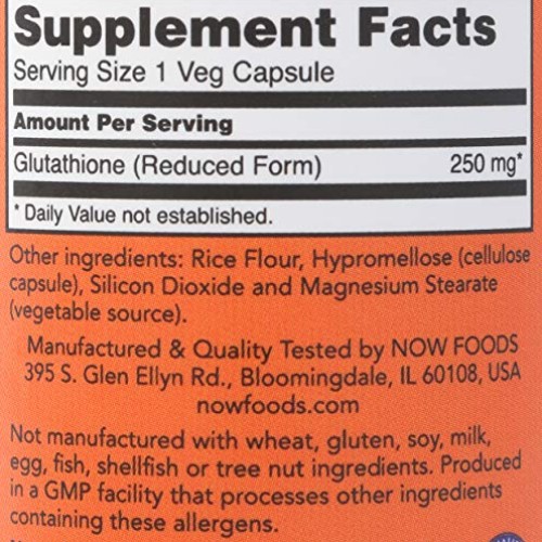 NOW FOODS Glutathione 250, 60 CT