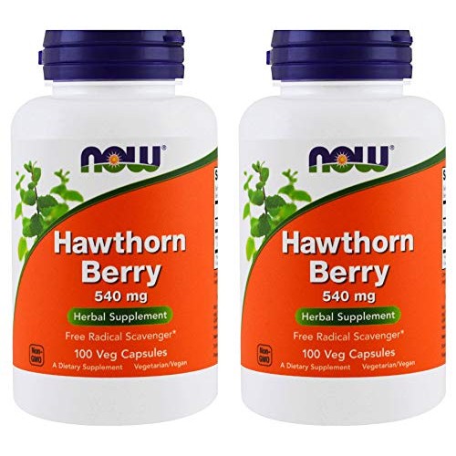 NOW Foods Hawthorn Berry 540 mg, 100 Veg Capsules Pack of 2