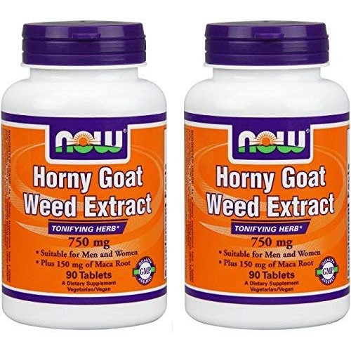 NOW Foods Horny Goat Weed 750 mg-90 Tablets Pack fo 2
