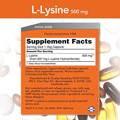 Now Foods L-Lysine 500 mg - 250 Caps 2 Pack