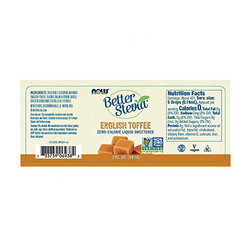 NOW Foods Liquid Stevia, English Toffee, 2 Fluid Ounce