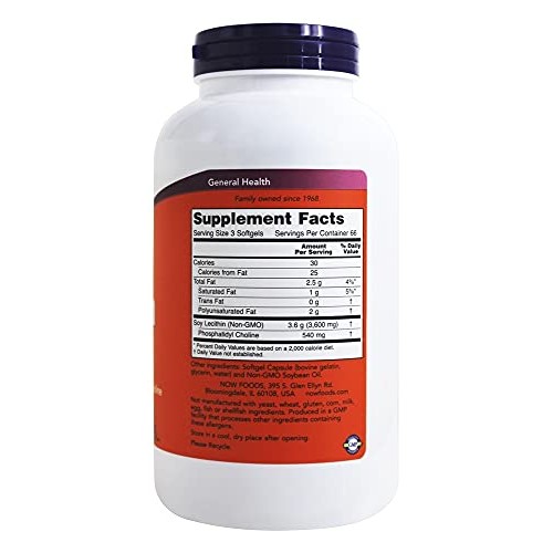 Now Foods Non-GMO Lecithin 1,200 mg 200 Sgels