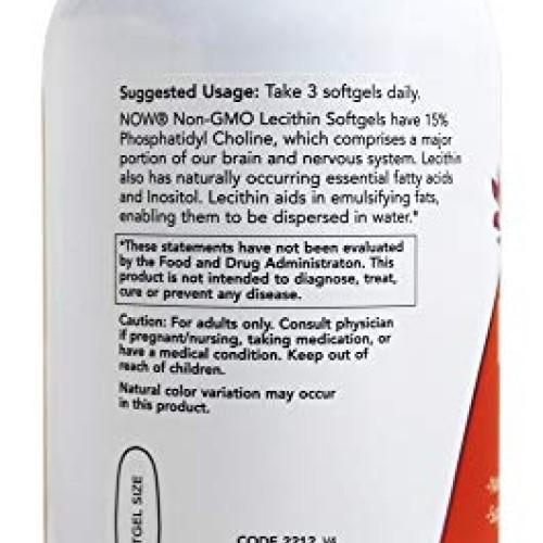 Now Foods Non-GMO Lecithin 1,200 mg 200 Sgels