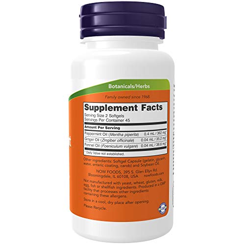 NOW Foods Peppermint Gels with Ginger & Fennel Oils, 90 Softgels ...