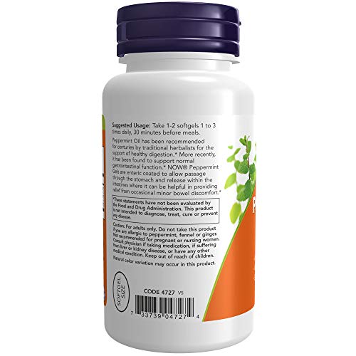 NOW Foods Peppermint Gels with Ginger & Fennel Oils, 90 Softgels ...