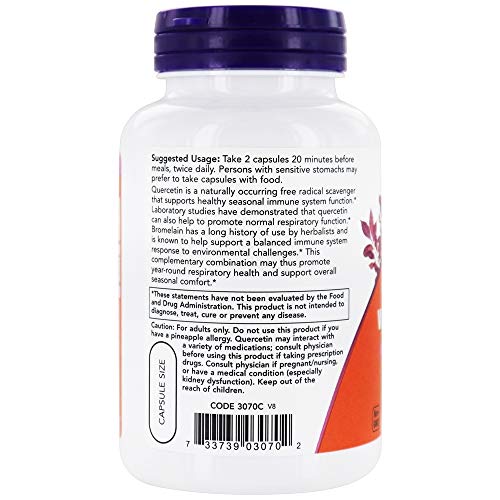 NOW Foods - Quercetin with Bromelain - 120 Vegetable Capsules
