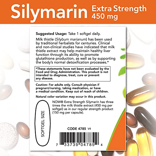 NOW Foods Silymarin Milk Thistle Extract, Extra Strength 450 mg, ...