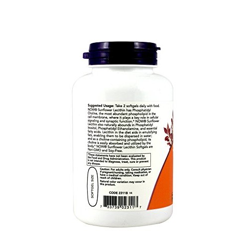 NOW Foods Sunflower Lecithin 1,200 Mg Softgels, 2 Pk