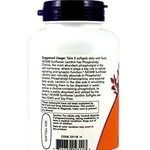 NOW Foods Sunflower Lecithin 1,200 Mg Softgels, 2 Pk