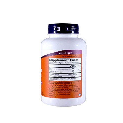 Now Foods Sunflower Lecithin, 100 Softgel 2 Pack