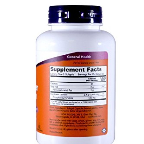 Now Foods Sunflower Lecithin, 100 Softgel 2 Pack