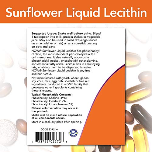 Now Foods, Sunflower Liquid Lecithin, 16 fl oz 473 ml Pack of 2