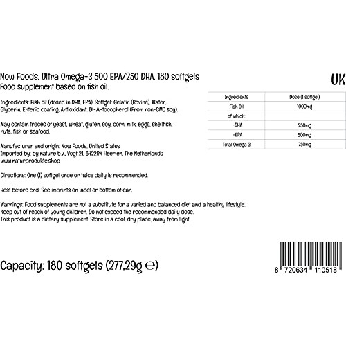 Now Foods - Ultra Omega-3 500 EPA/250 DHA - 180 Softgels