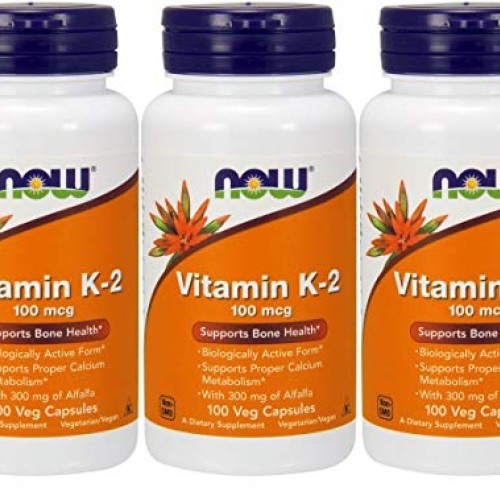 Now Foods Vitamin K-2,100mcg, 100 Vcaps 3 Pack