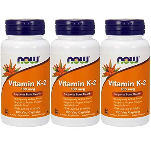 Now Foods Vitamin K-2,100mcg, 100 Vcaps 3 Pack