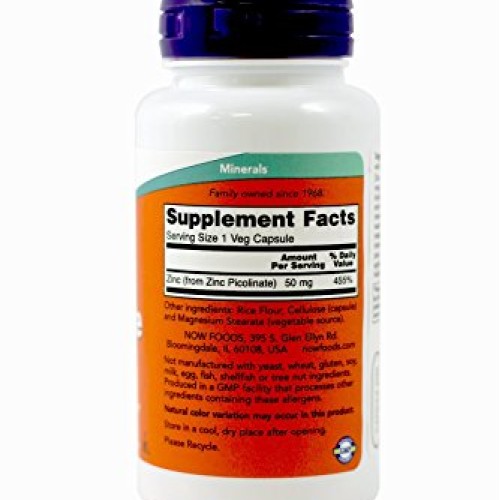 NOW Foods Zinc Picolinate 50mg,120 Capsules Pack of 2