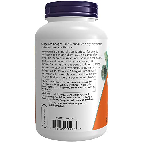 NOW Magnesium Citrate, 400 Milligram 240 Veg Capsules