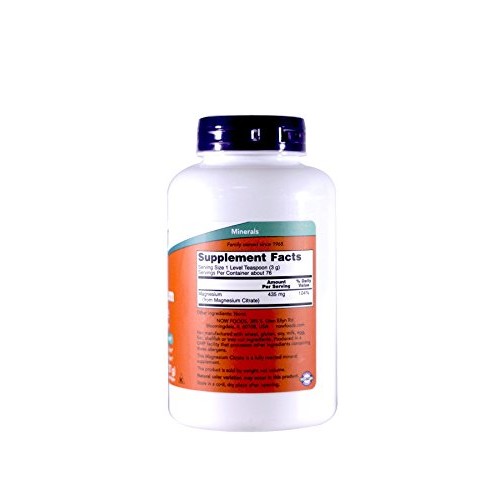 NOW Magnesium Citrate Powder, 8 Ounces Pack of 2