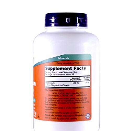 NOW Magnesium Citrate Powder, 8 Ounces Pack of 2