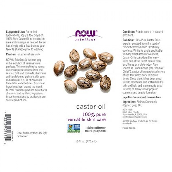 Now Solutions Castor Oil, 100% Pure, 16 Fl Oz 3 Count