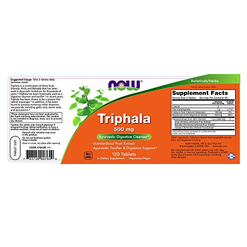 NOW Triphala, 500 mg, 120 Tablets Pack of 2