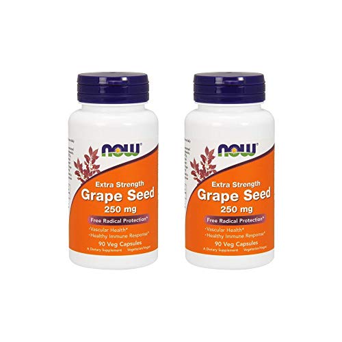 NOW Foods Grape Seed Extract 250mg, 90 Vcaps - Pack of 2