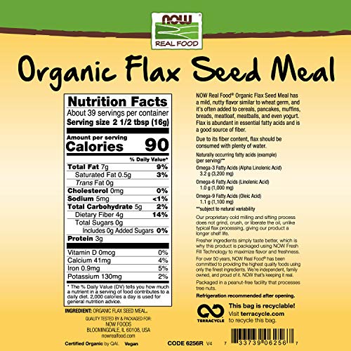 NOW Natural Foods, Organic Flax Seed Meal, Source of Essential Fa...