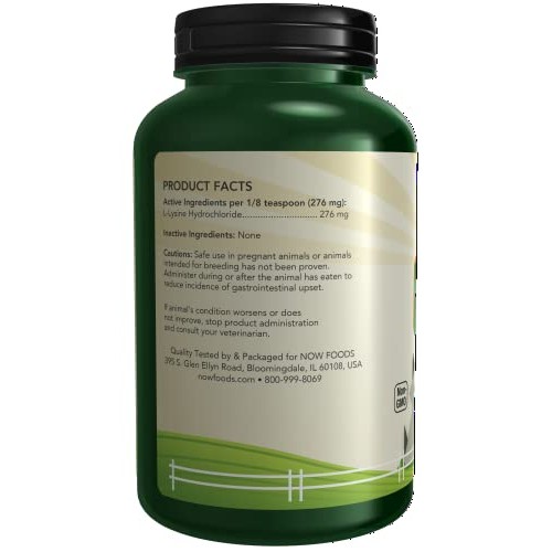 NOW Pet Health, L-Lysine Supplement, Powder, Formulated for Cats,...