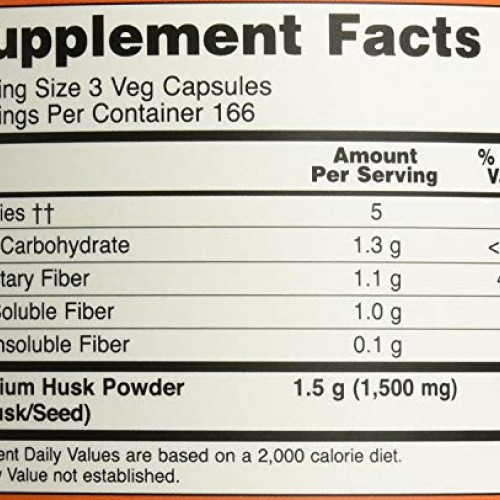 NOW Psyllium Husk Caps , 500 mg , 500 Capsules