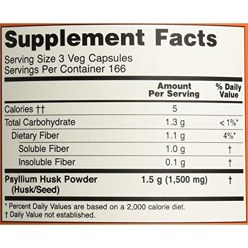 NOW Psyllium Husk Caps , 500 mg , 500 Capsules
