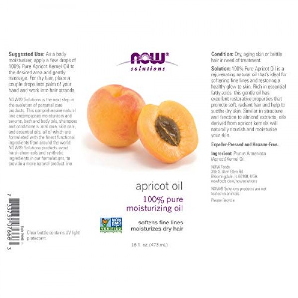 NOW Solutions, Apricot Kernel Oil, Hair Moisturizer, Rejuventaing...