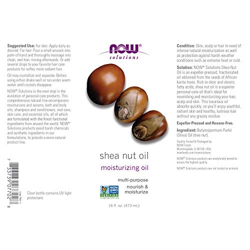 NOW Solutions, Shea Nut Oil, Multi-Purpose Intense Moisturizing O...