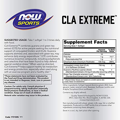 NOW Sports Nutrition, CLA Extreme Conjugated Linoleic Acid With...