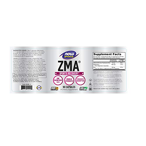 NOW Sports Nutrition Recovery Capsules, ZMA Zinc, Magnesium and ...