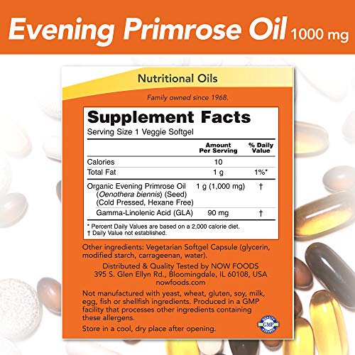 NOW Supplements, Evening Primrose Oil 1000 mg, Cold Pressed, Hexa...