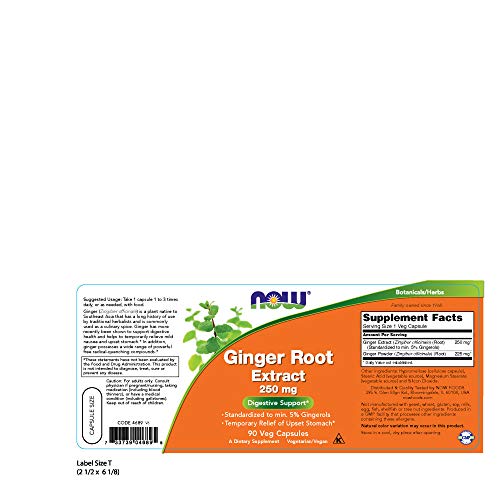 NOW Supplements, Ginger Root Extract 250 mg, Temporary Relief of ...