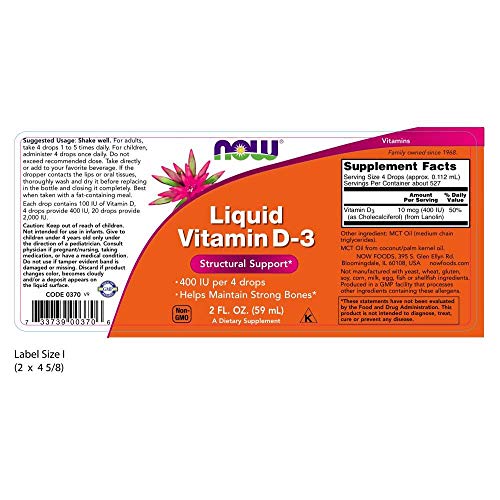 NOW Supplements, Liquid Vitamin D-3, Strong Bones*, Structural Su...