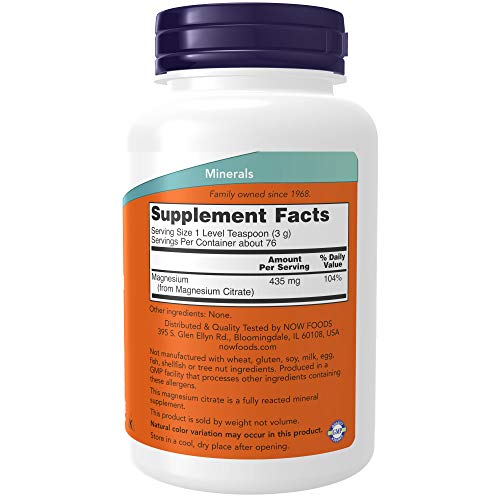 NOW Supplements, Magnesium Citrate Pure Powder, Enzyme Function*,...