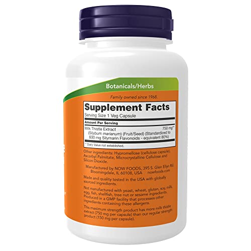NOW Supplements, Milk Thistle Extract, Extra Strength 750 mg, Sil...