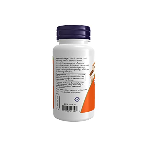 NOW Supplements, Pancreatin 10X 200 mg with naturally occurring P...