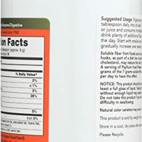 NOW Supplements, Psyllium Husk Powder, Non-GMO Project Verified, ...