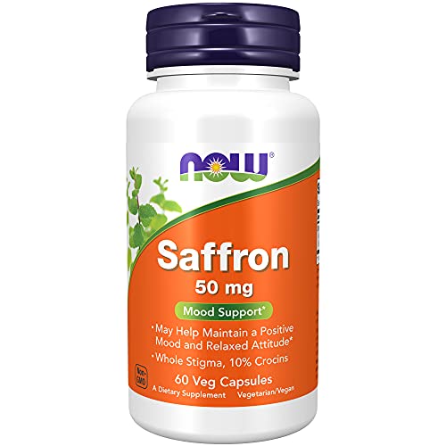 NOW Supplements, Saffron Whole Herb 50 mg with 10% Crocins, 60 Ve...