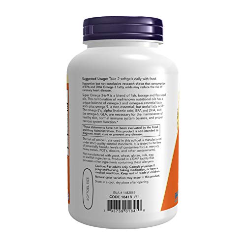 NOW Supplements, Super Omega 3-6-9 1200 mg with a blend of Fish, ...