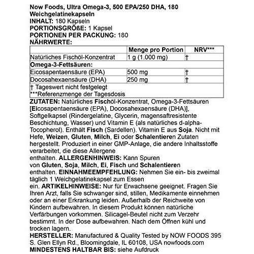 NOW Supplements, Ultra Omega-3 Molecularly Distilled and Enteric ...